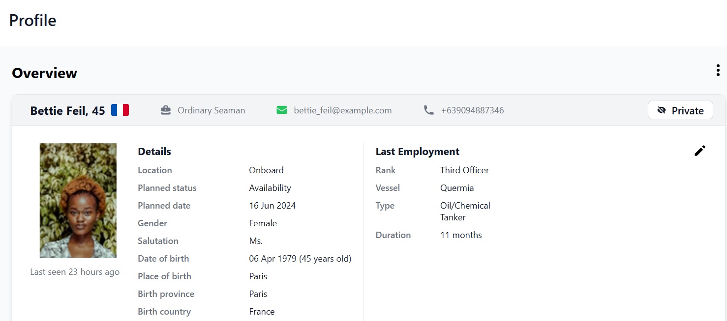 Screenshot of Martide's maritime jobs board and seafarer online resume software