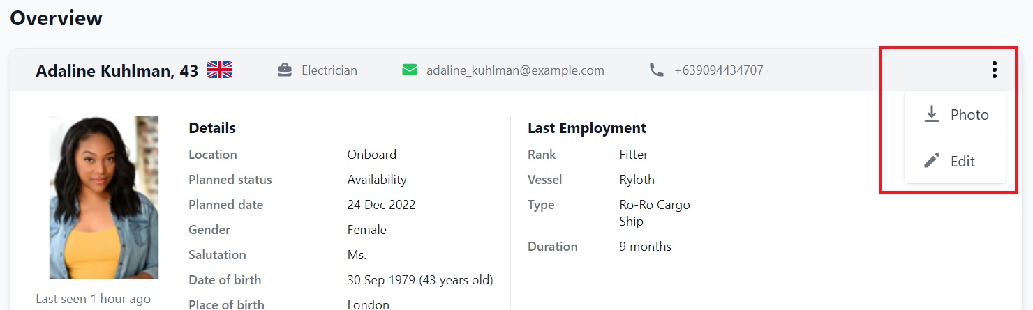 Screenshot of Martide's seafarer jobs board showing the Seafarer Profile page 