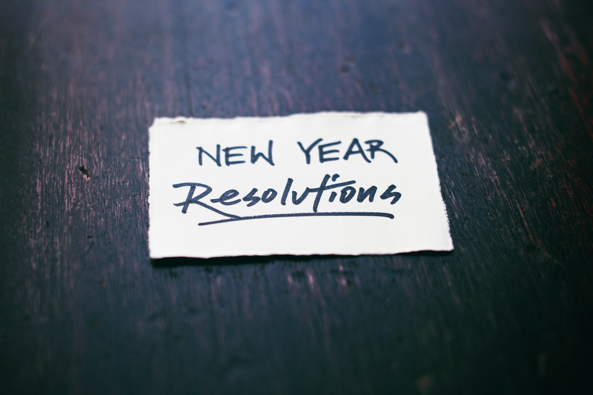 Piece of paper with 'new year resolutions' written on it