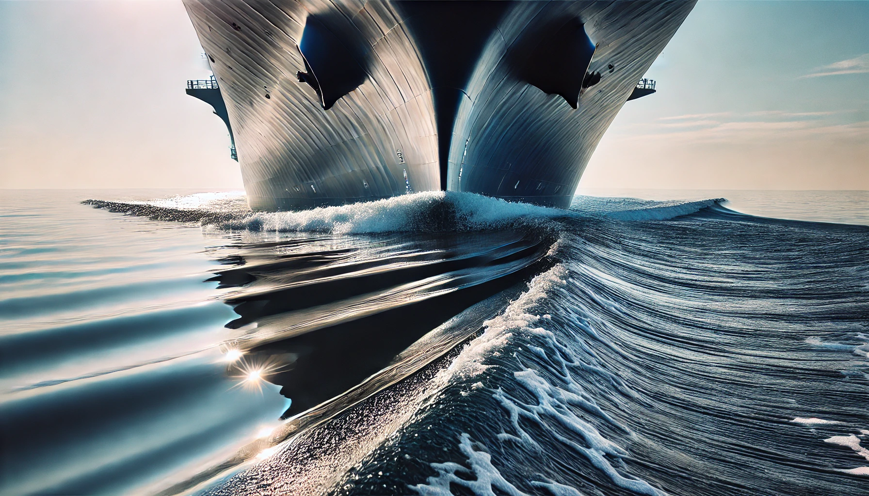 ship's hull passing through water