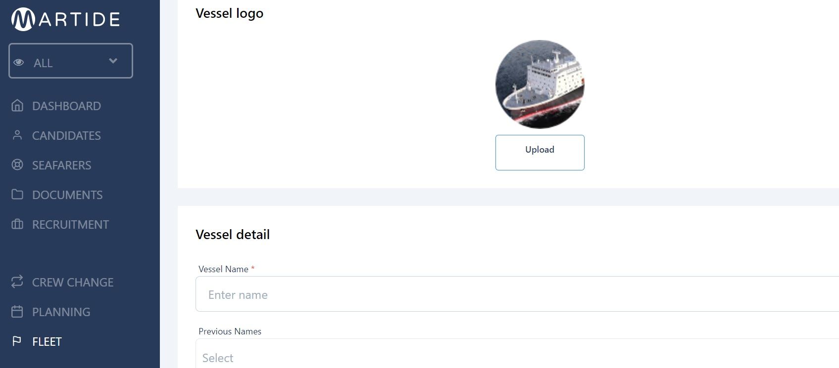Screenshot of Martide's maritime recruitment and maritime crew management system software
