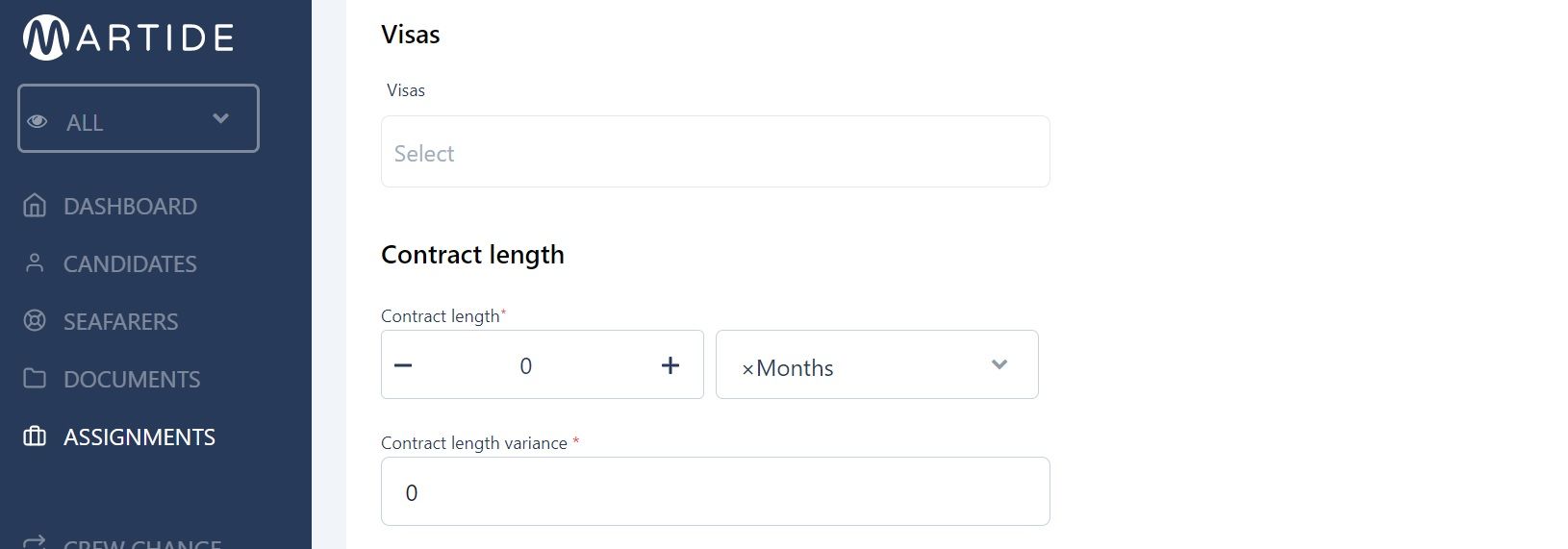 Screenshot of Martide's maritime recruitment and maritime crew management system software