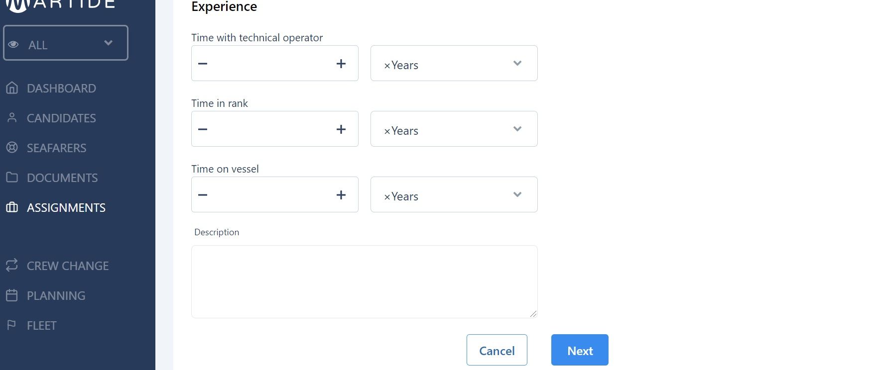 Screenshot of Martide's maritime recruitment and maritime crew management system software