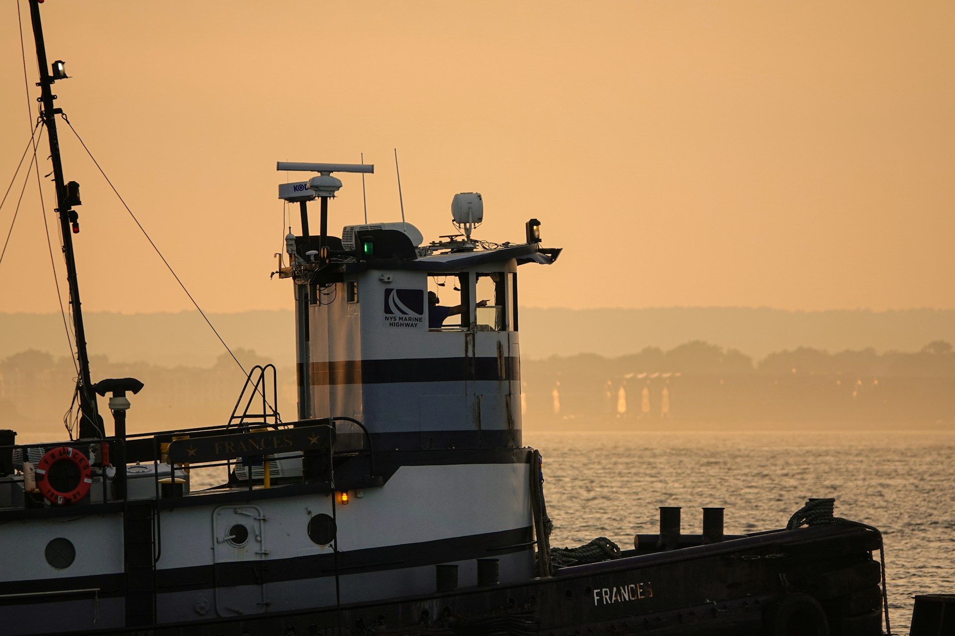 A tugboat at sunset