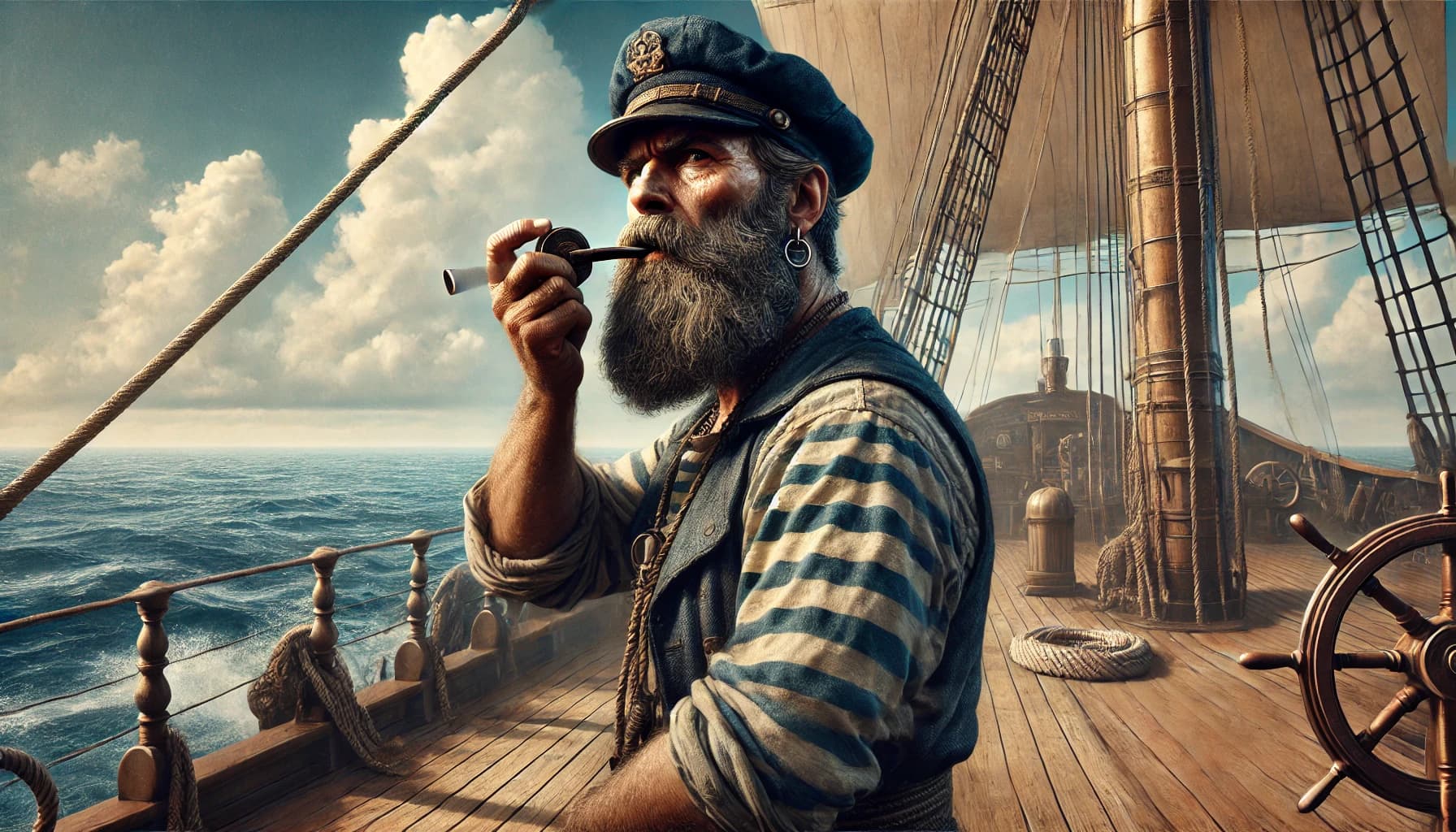 a traditional seafarer blowing a whistle