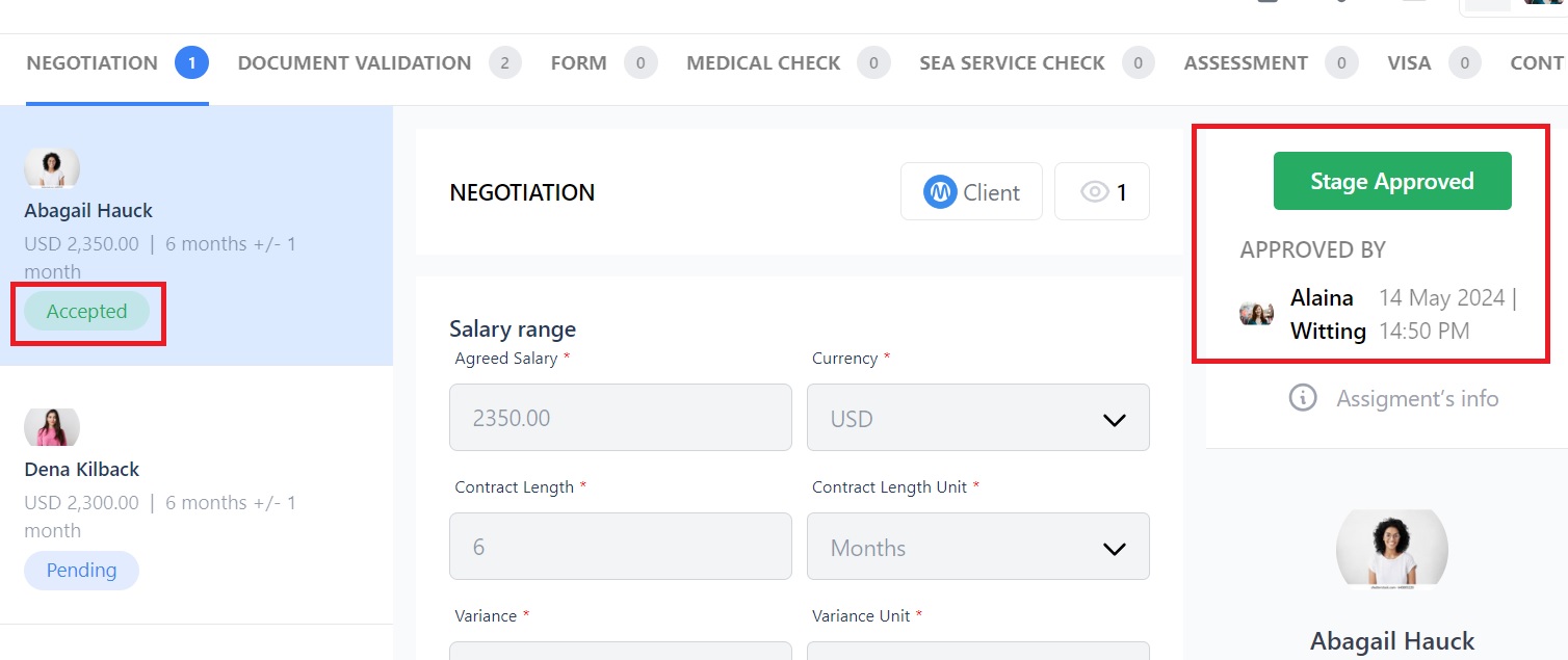 Screenshot of Martide's maritime recruitment and maritime crew management system software