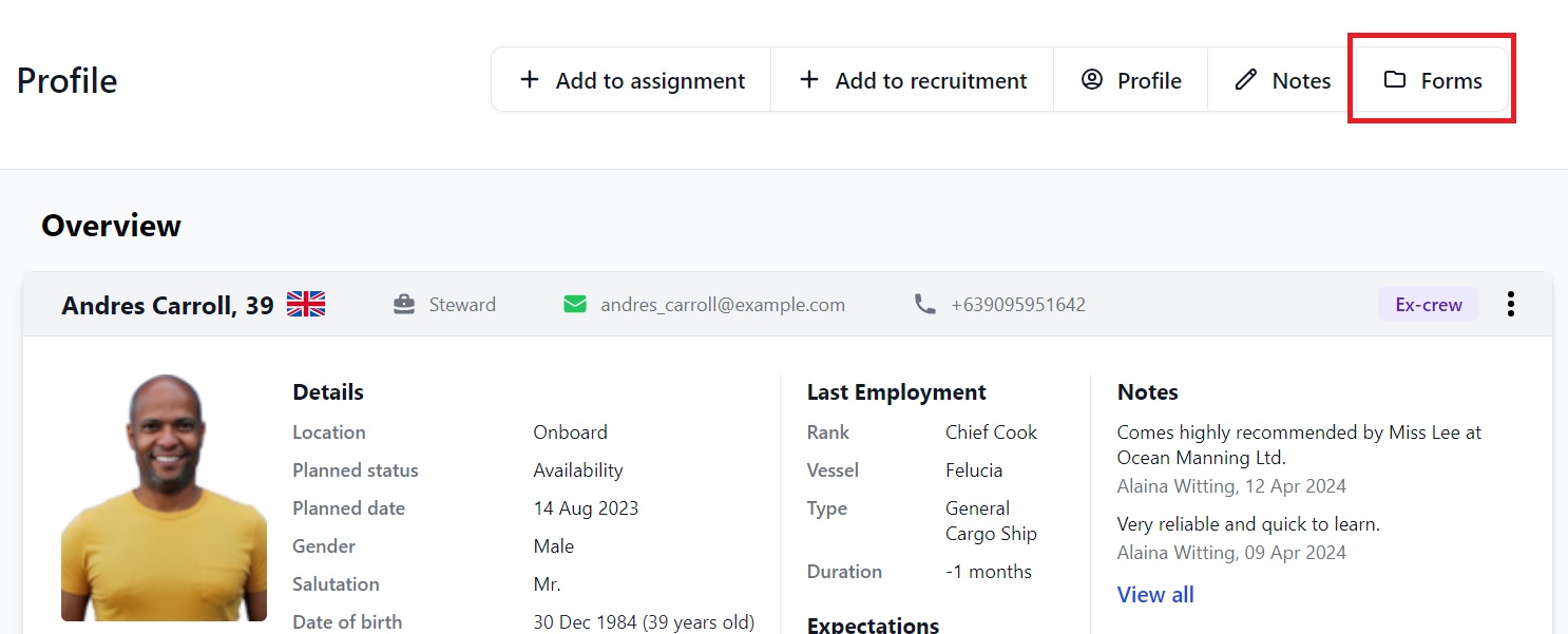 Screenshot of Martide's maritime recruitment and maritime crew management system software