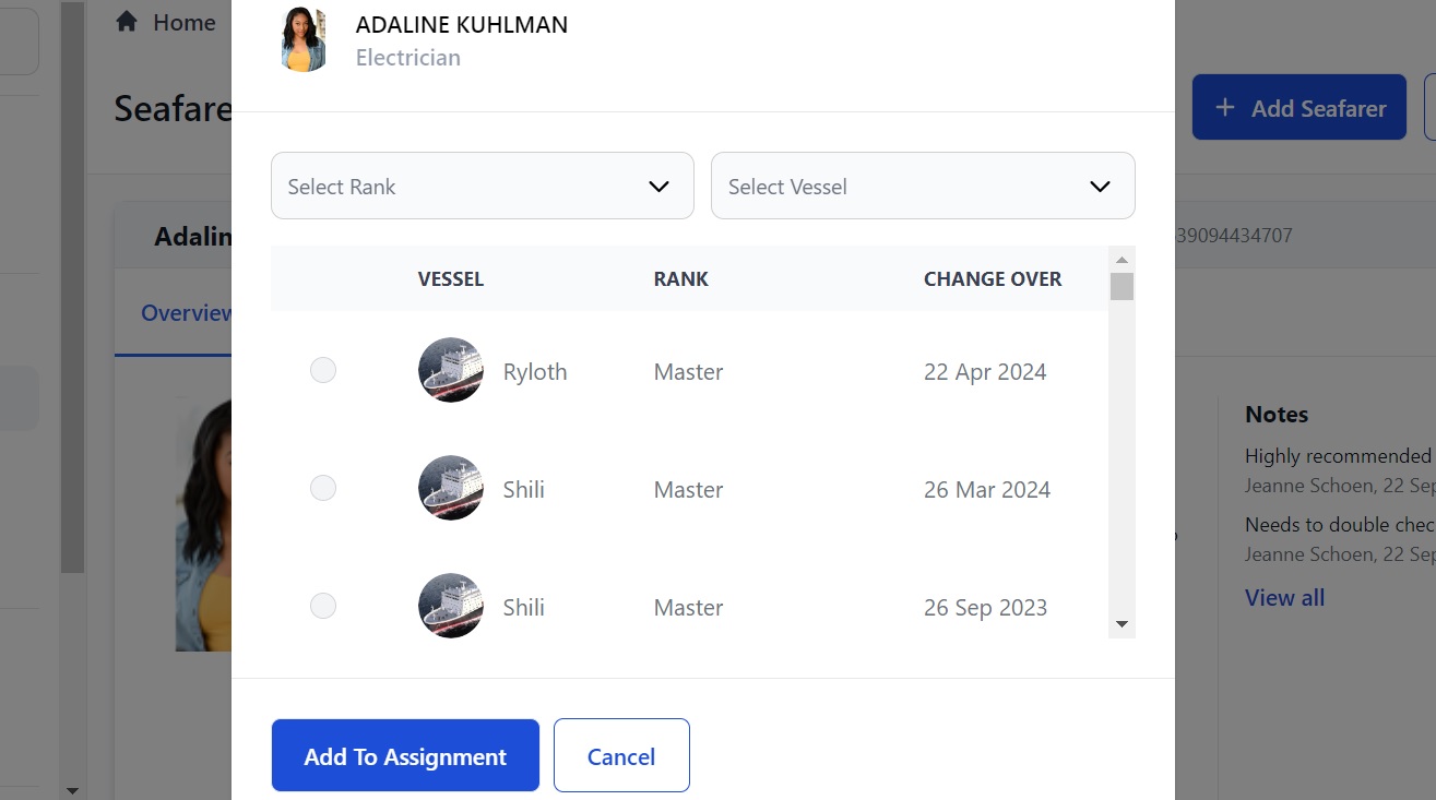 Screenshot of Martide's maritime recruitment and maritime crew management system software