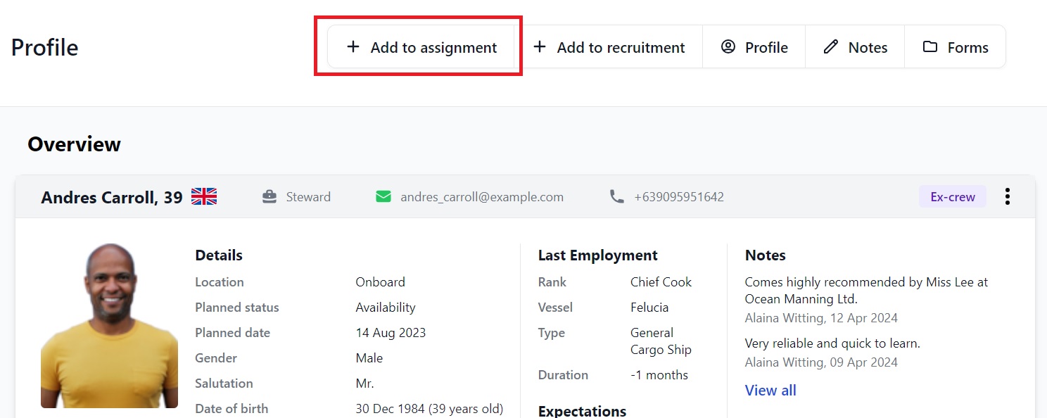 Screenshot of Martide's maritime recruitment and maritime crew management system software