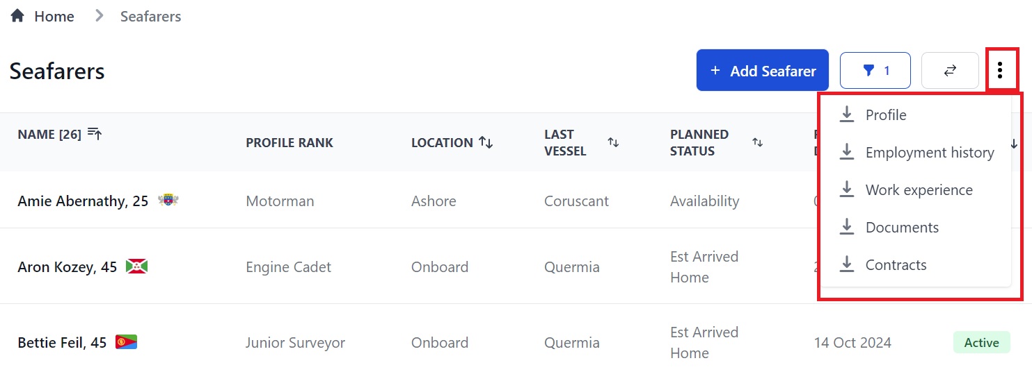 Screenshot of Martide's maritime recruitment and maritime crew management system software