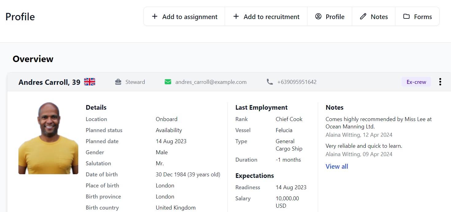 Screenshot of Martide's maritime recruitment and maritime crew management system software