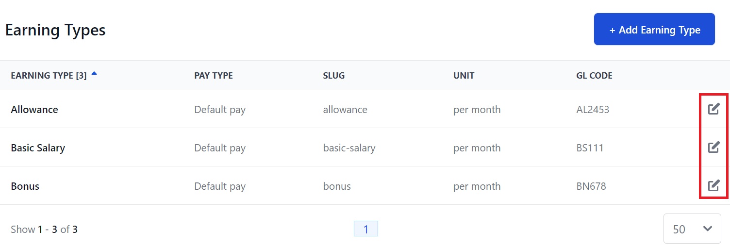 Screenshot of Martide's maritime crew management system showing the Earning Types page 