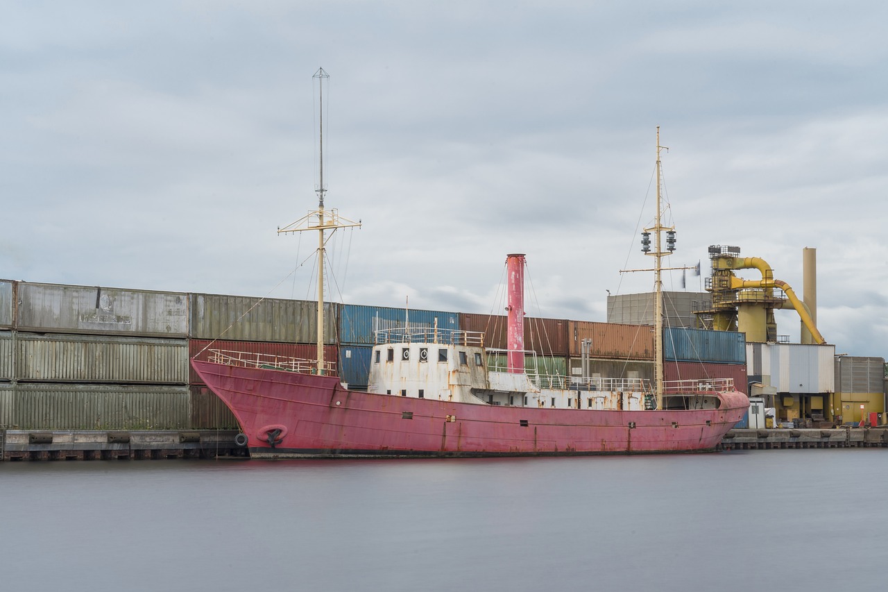 An old lightship moored in port