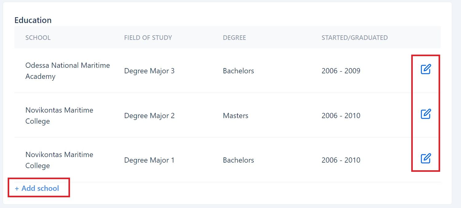 Screenshot of Martide's maritime jobs board and seafarer online resume software