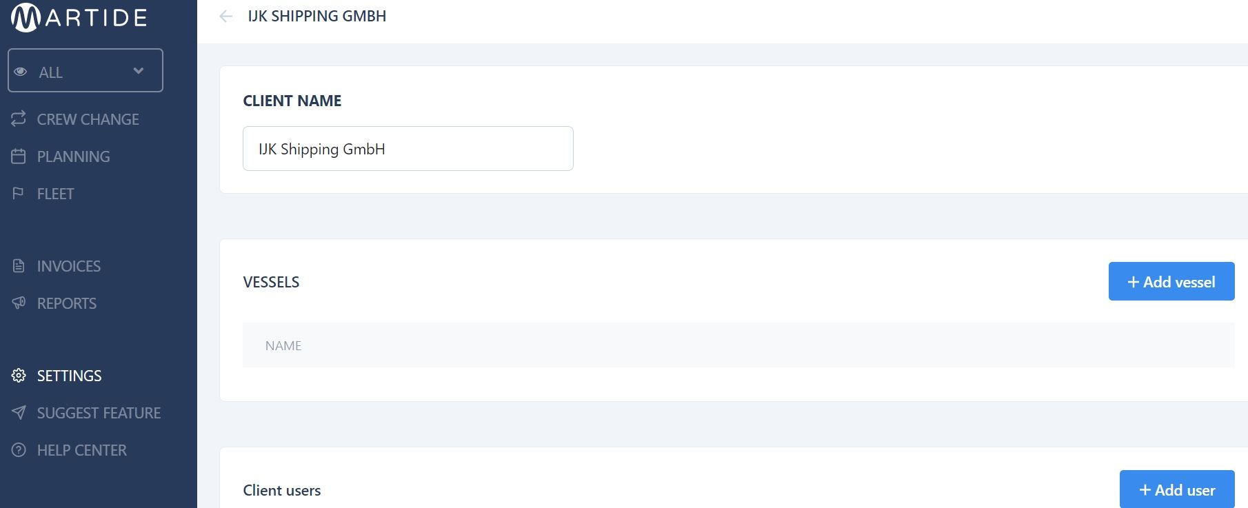 Screenshot of Martide's maritime recruitment and maritime crew management system software