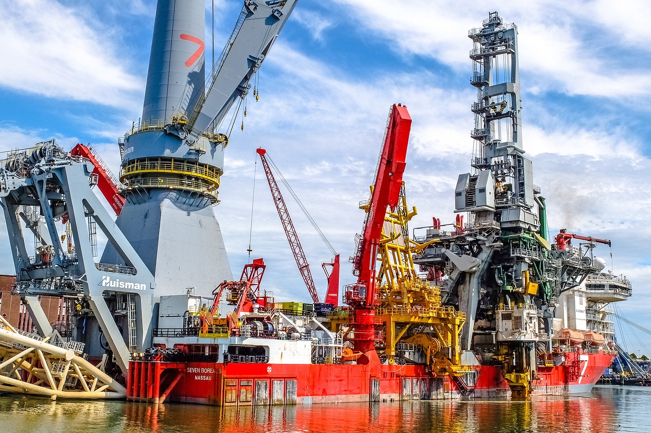 a boat and crane in Rotterdam port