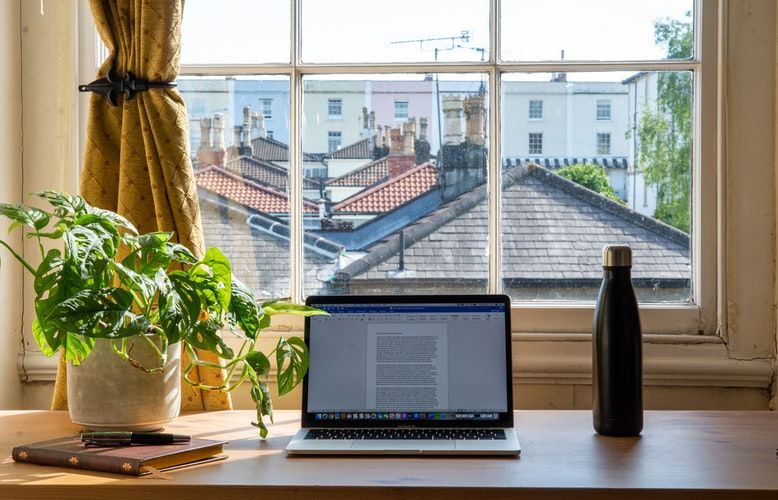 laptop on a home desk