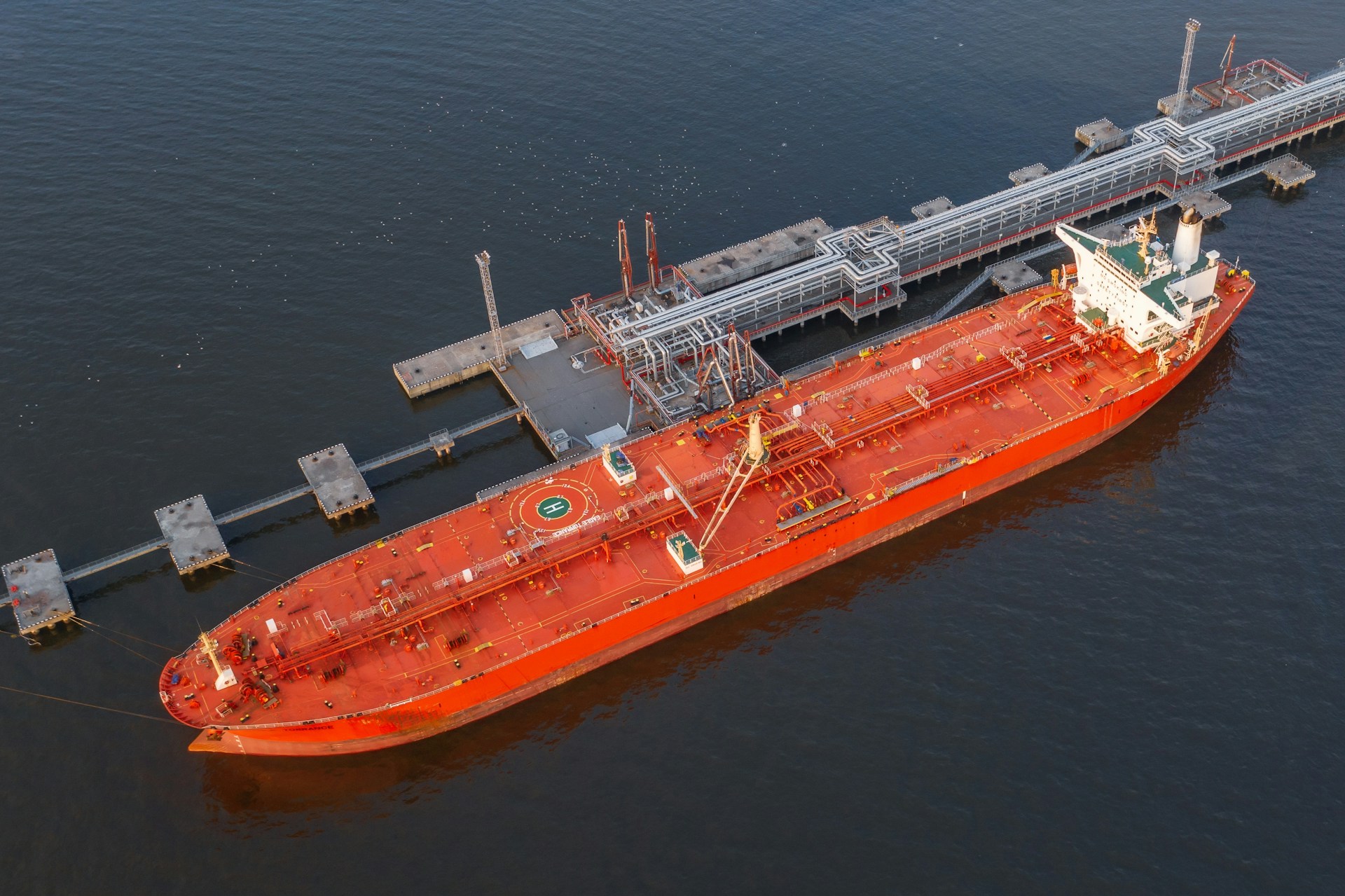 an aerial view of a chemical tanker