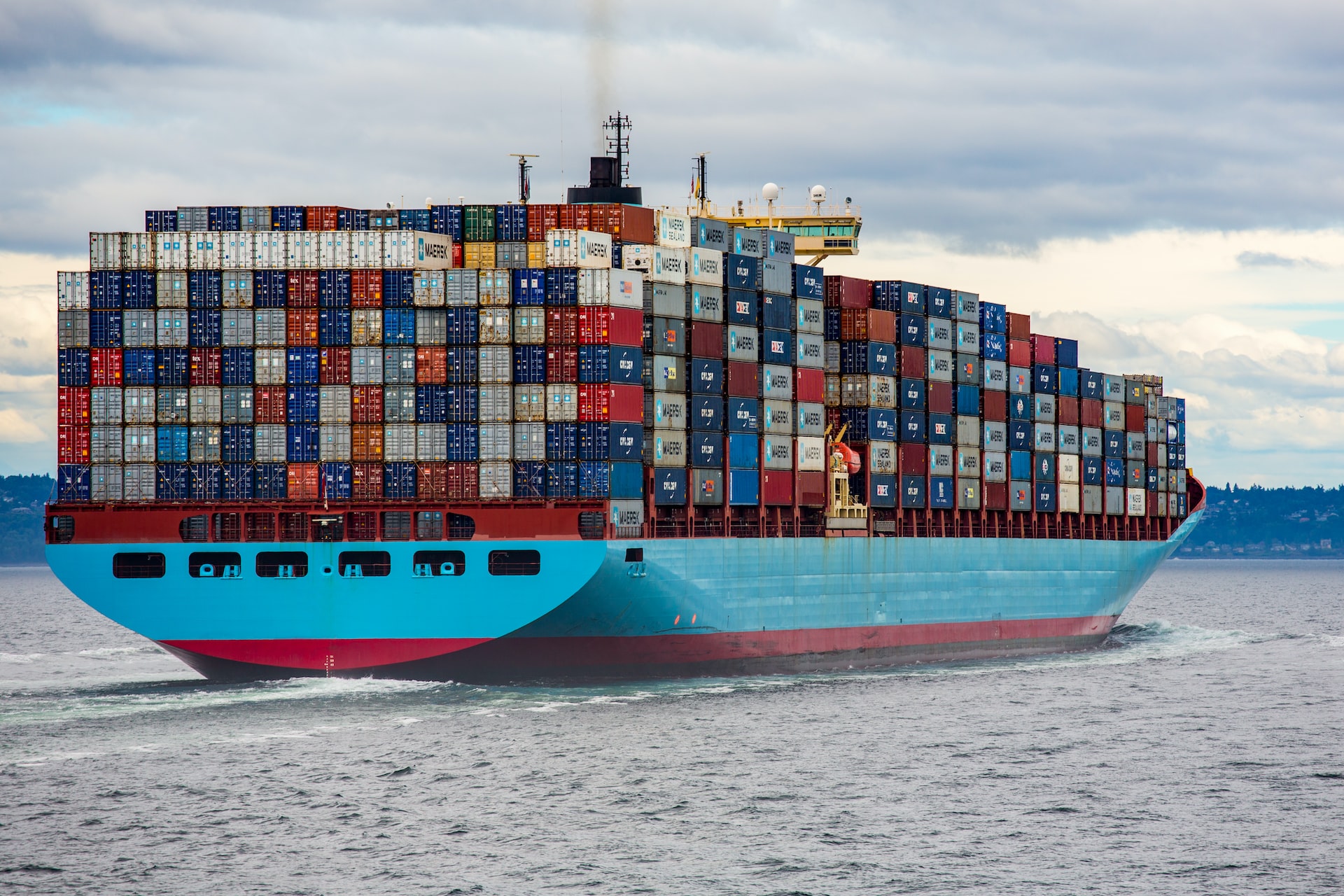 a large container ship at sea