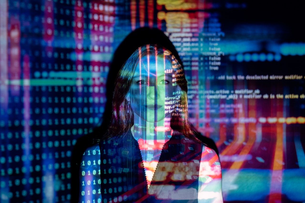 woman with code superimposed over her