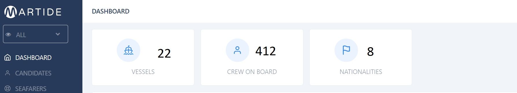 Screenshot of Martide's maritime recruitment and maritime crew management system software