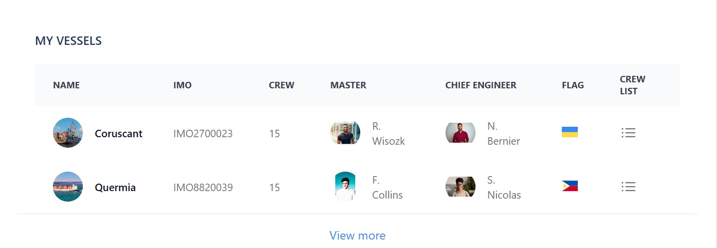 screenshot of Martide's maritime crew management software dashboard