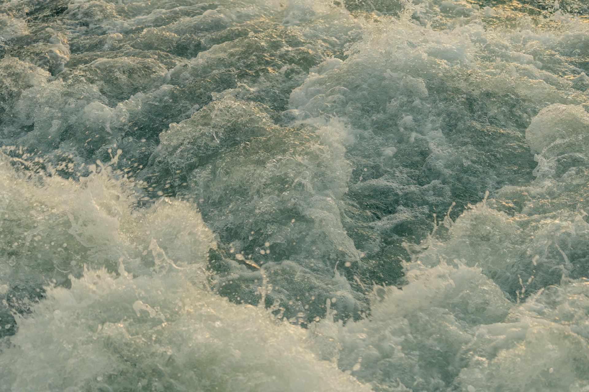 aerial view of churning waves