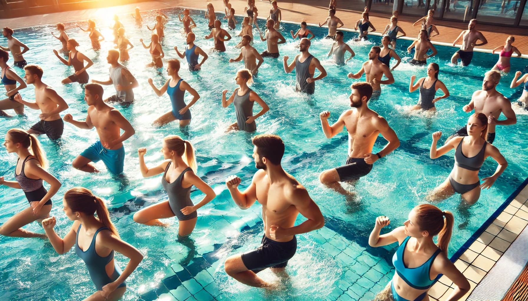 people in an aqua aerobics class 