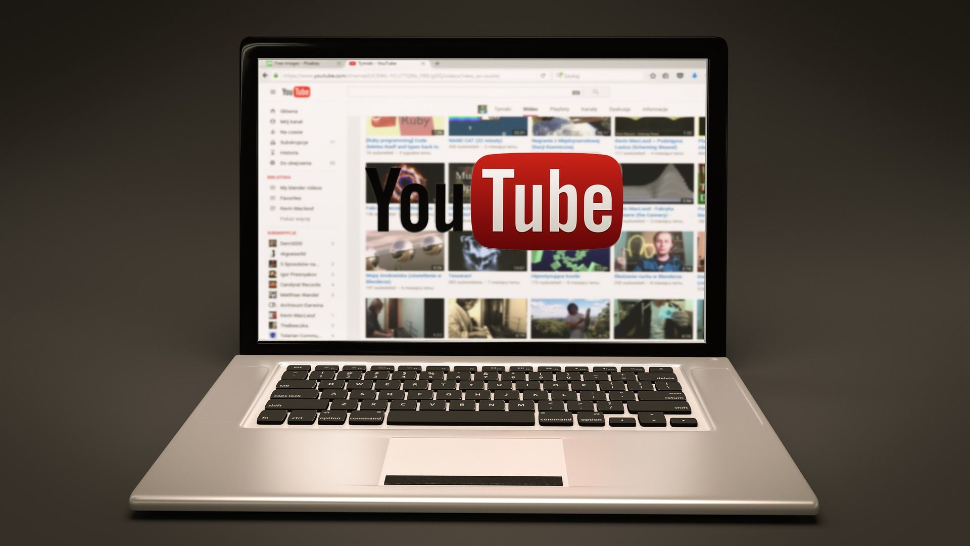 YouTube on laptop