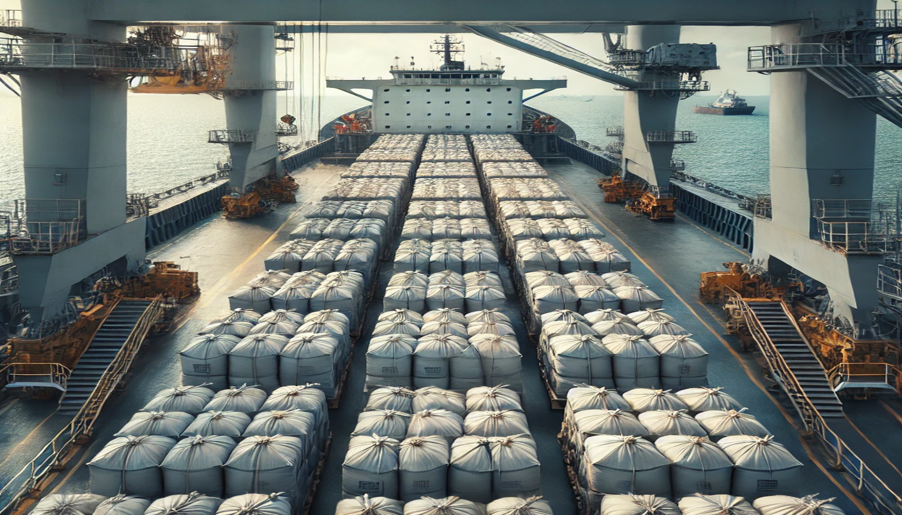 bagged cargo on a cargo ship