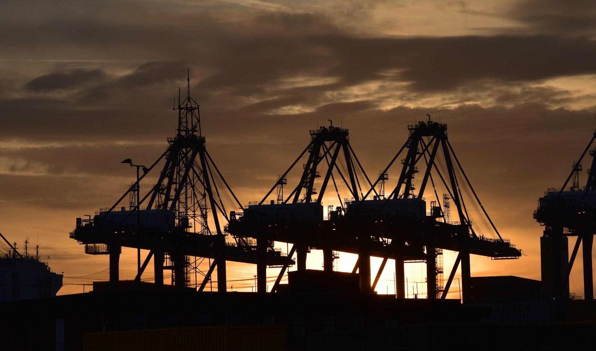 Felixstowe Port at sunset