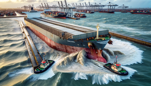 a livestock carrier hitting a dock