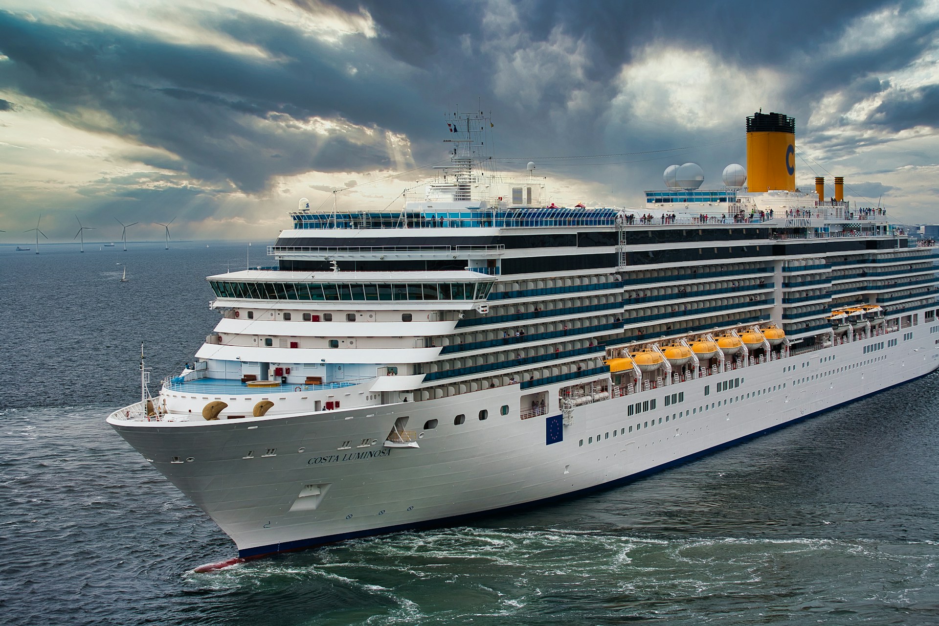 a large cruise ship at sea