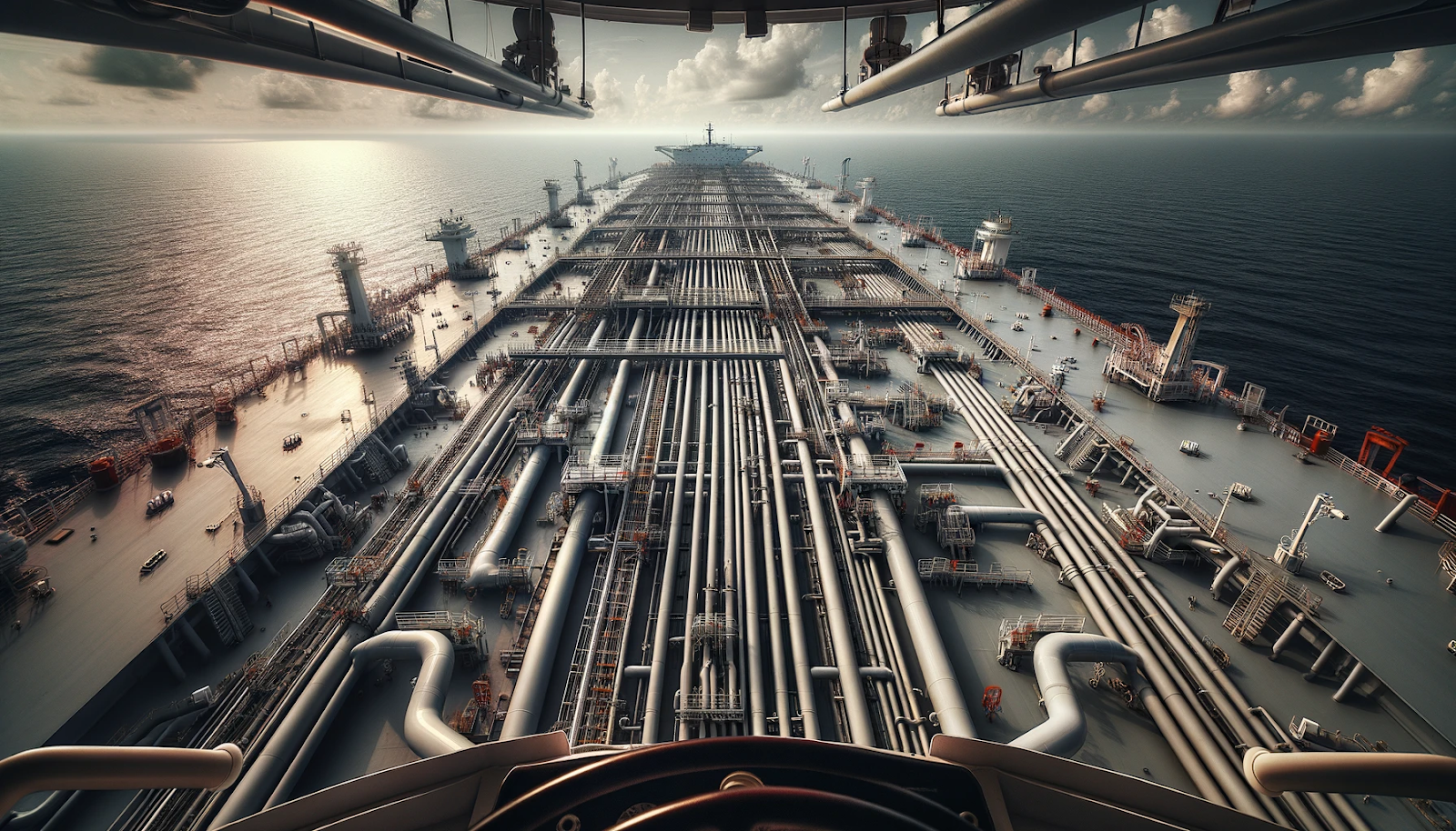 the deck of an oil tanker