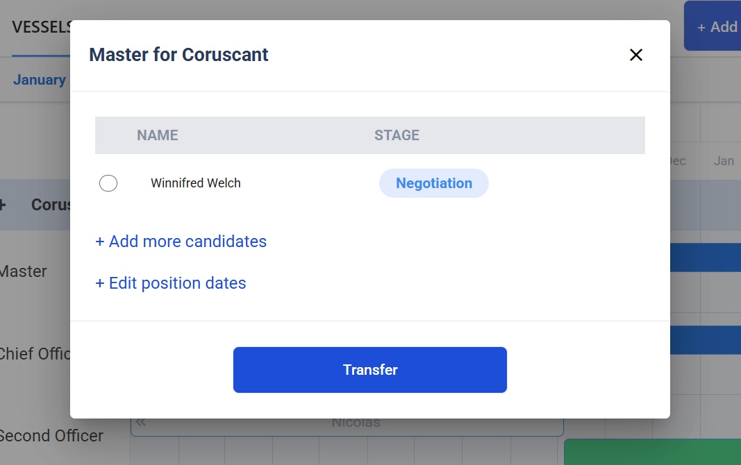 Screenshot of Martide's maritime recruitment and maritime crew management system software