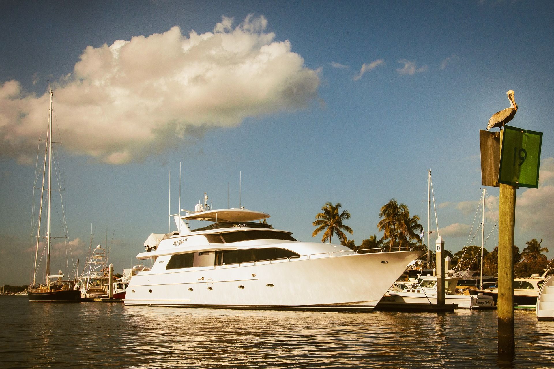 a superyacht in a harbor