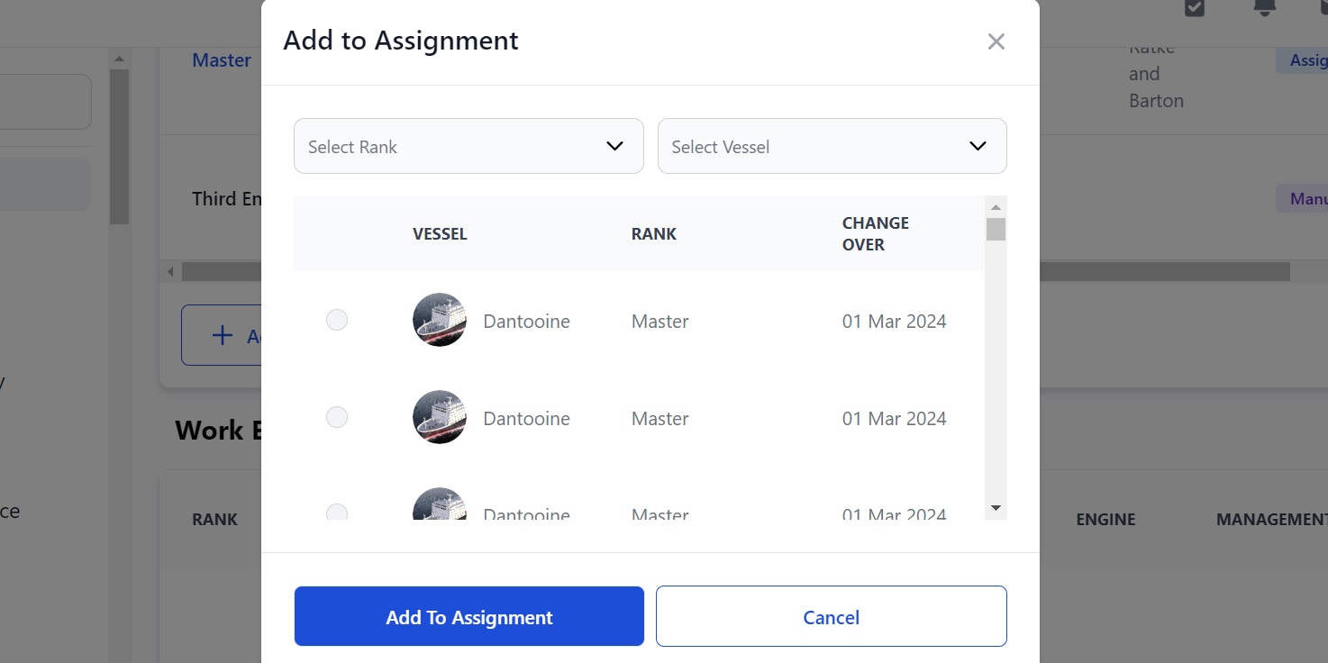 Screenshot of Martide's maritime recruitment and maritime crew management system software