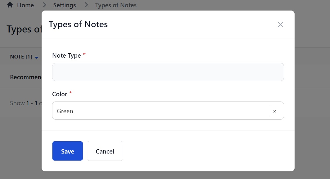 Screenshot of Martide's maritime crew management system showing the Notes feature 