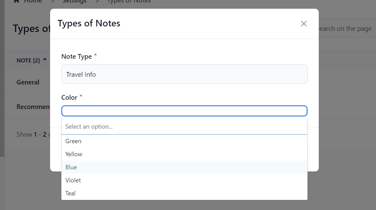 Screenshot of Martide's maritime crew management system showing the Notes feature 