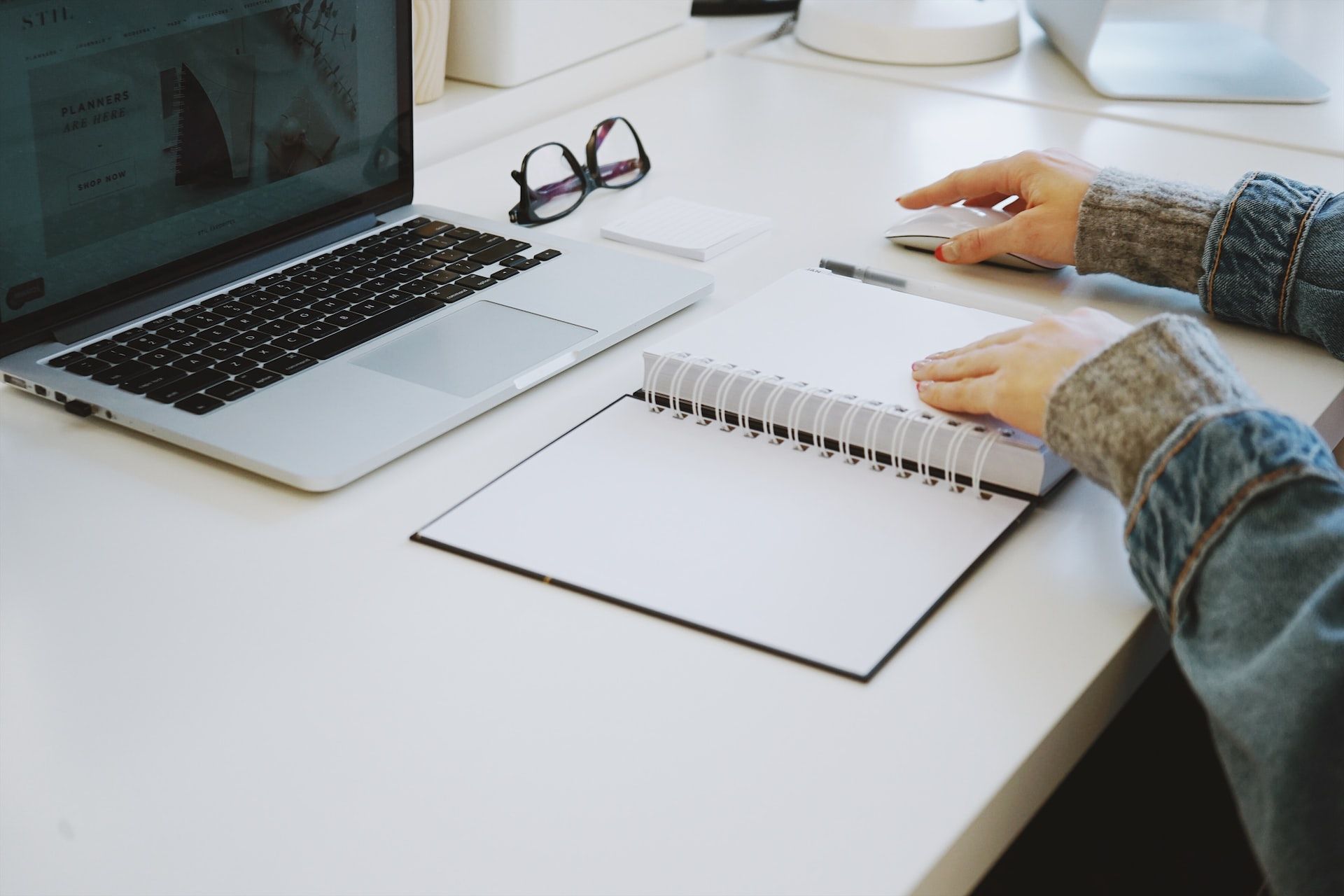 person at a tidy desk